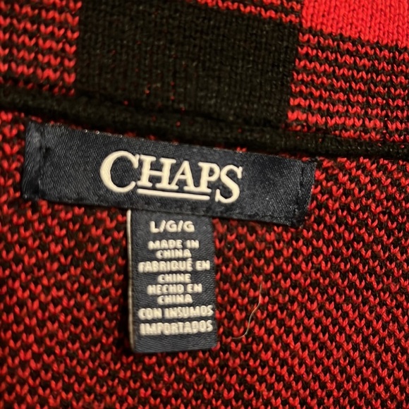 CHAPS Zip Up Sweater Vest, Red and Black, Size Large - Picture 4 of 5